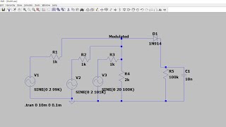 Amplitude Modulation and Demodulation Circuit implementation using LTspice