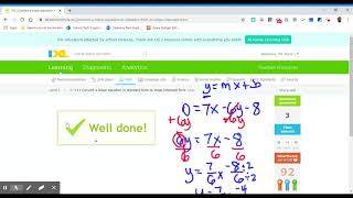 8th Grade IXL Convert a linear equation in slope intercept form NKM lv 2