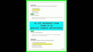 LIFE INSURANCE EXAM TERMS: 30 TERMS IN 30 MINUTES SIMPLE DEFINITIONS VIDEO EXAM PREP GUIDE SIMPLE S
