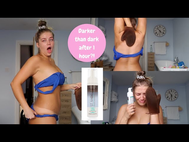 testing St.Moriz darker than dark 1 hour fast tan and leaving it