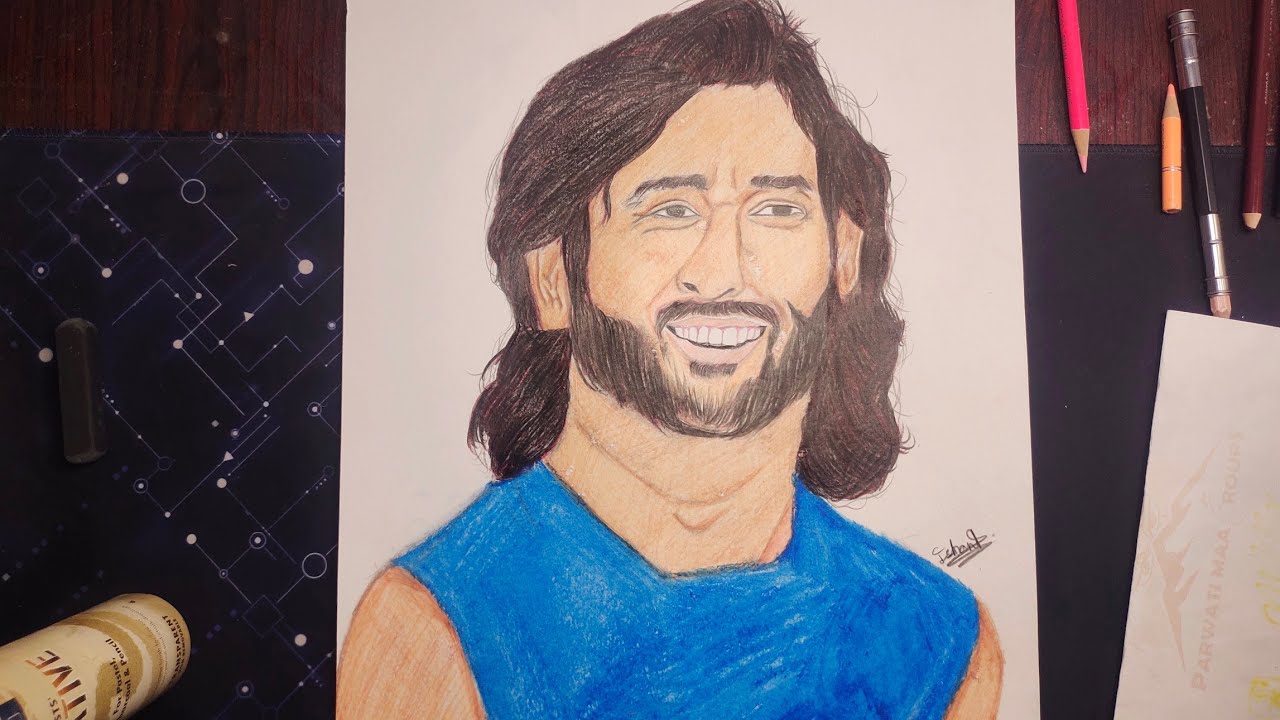 “How to Draw MS Dhoni with Domes Pencil | Easy Sketch Tutorial for Beginners ✏️🎨”