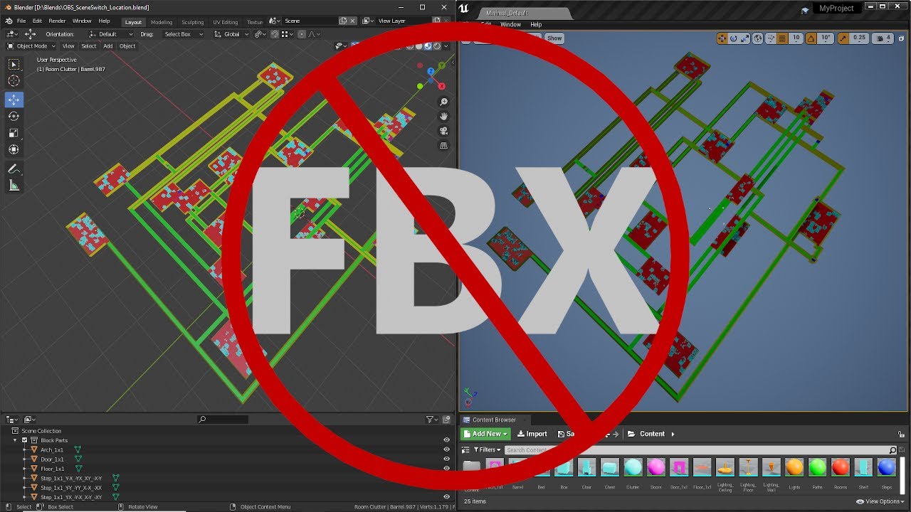 Blender To Ue4 No Fbx Workflow 8000 Mesh Export Import Entire Scene Pipeline Into Level Youtube