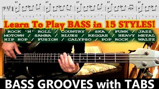 Play ELECTRIC BASS in ALL STYLES with TABs | Rock Country Ska Funk Blues Metal Fusion Reggae...