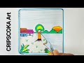 SUPER 👌 EASYDRAW A VILLAGE SCENERY DRAWING || Easy #sunset #landscape #art #beginners #shorts #viral