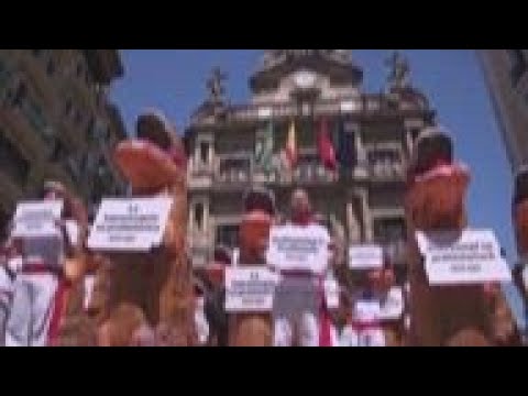 Activists protest over Spain's bull-run festival