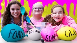 Making Slime With Balloons! Slime Balloon Tutorial (Sarah Grace & Haschak Sisters)