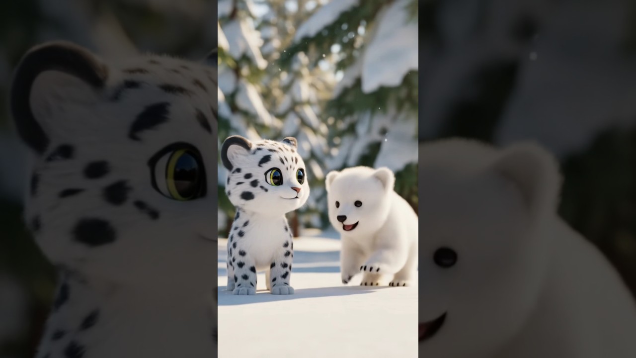 Snow Leopard 🐆 vs Polar Bear 🐻❄️ | Cutest Friendship Ever!" 