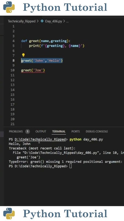Optional Function Parameters In Python | Python Tutorial - YouTube