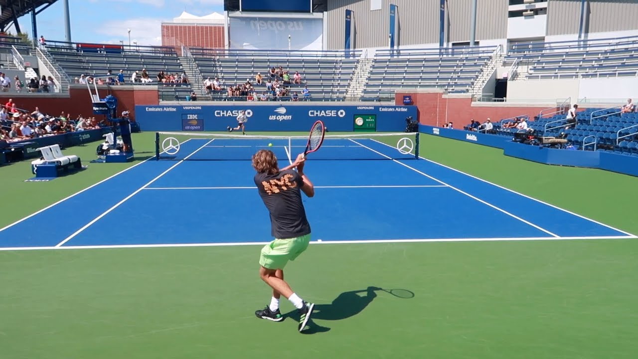 Alexander Zverev Practice Match vs Andrey Rublev Court Level View ...