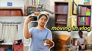 moving in my single hostel room!  adulting, setting, shifting!!✨ #movingin #hostelroom