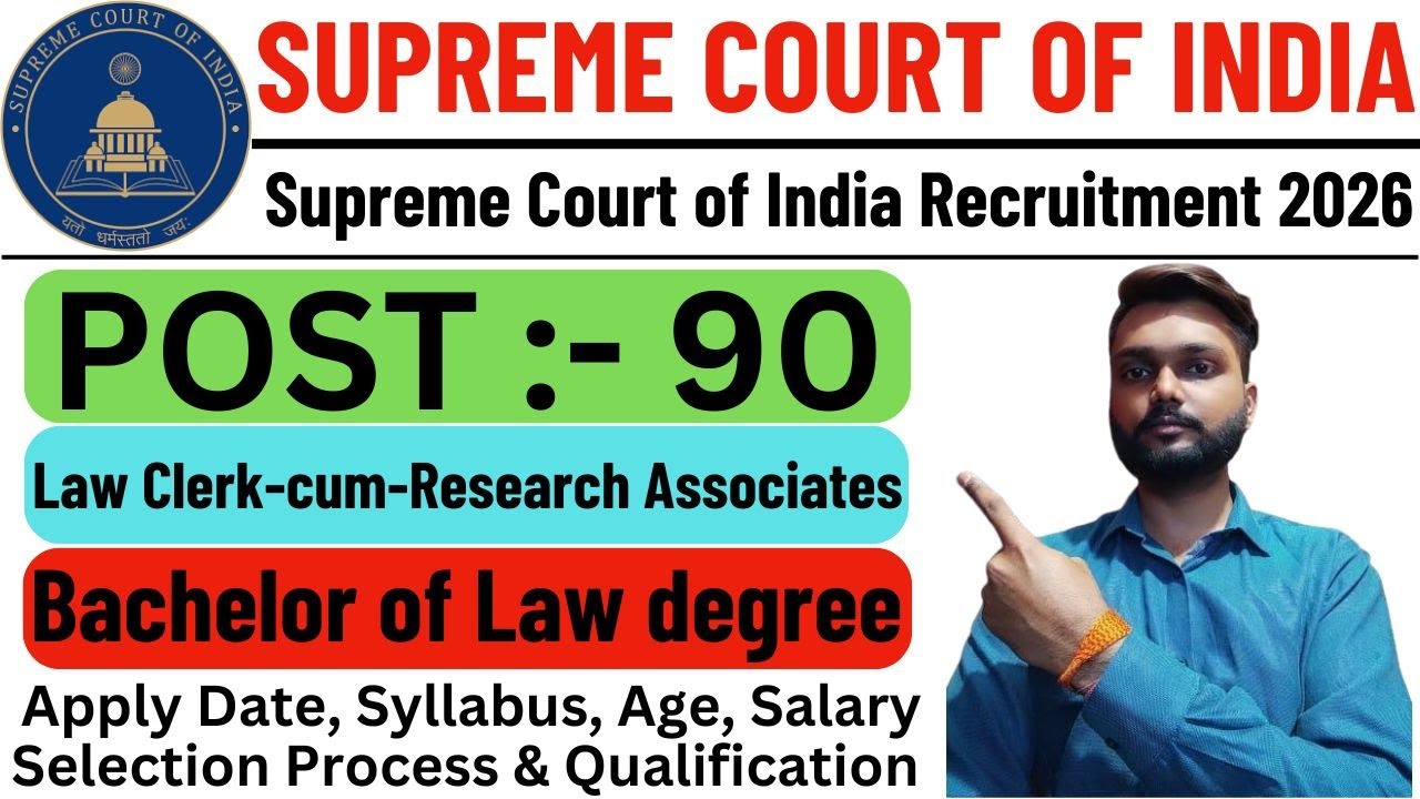 Supreme Court of India Law Clerk Recruitment 2026 | Supreme Court Research Associates Vacancy 2026 |