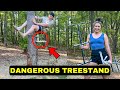 Tearing Down DANGEROUS TreeStands In Our Backyard!!