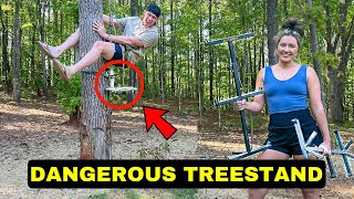 Tearing Down DANGEROUS TreeStands In Our Backyard!!