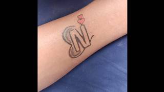 N letter tatto with heart ️ design # shorts # youtube shorts # viral # tatto