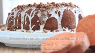 Sweet Potato Cake Recipe w/ Marshmallow Frosting & Pecan Crisp Topping