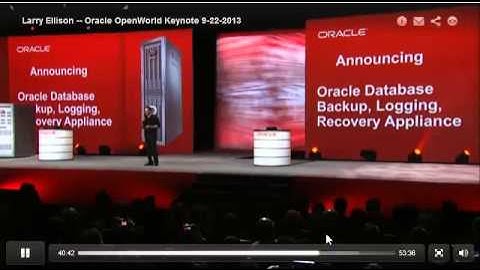 LarryEllisonHappilyAnnouncingTheOracleDatabaseBackUpLoggingRecoveryApplianceOOW13
