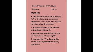 German Glue Formula | White Glue Formula| Adhesive Formula