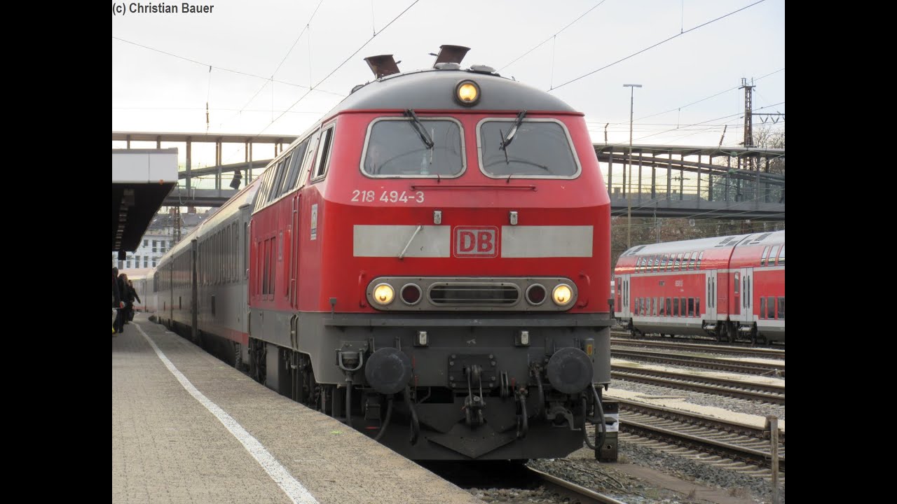 218 494 (MTU 4000 R40): Motorstart und rangieren nach Ankunft mit IC