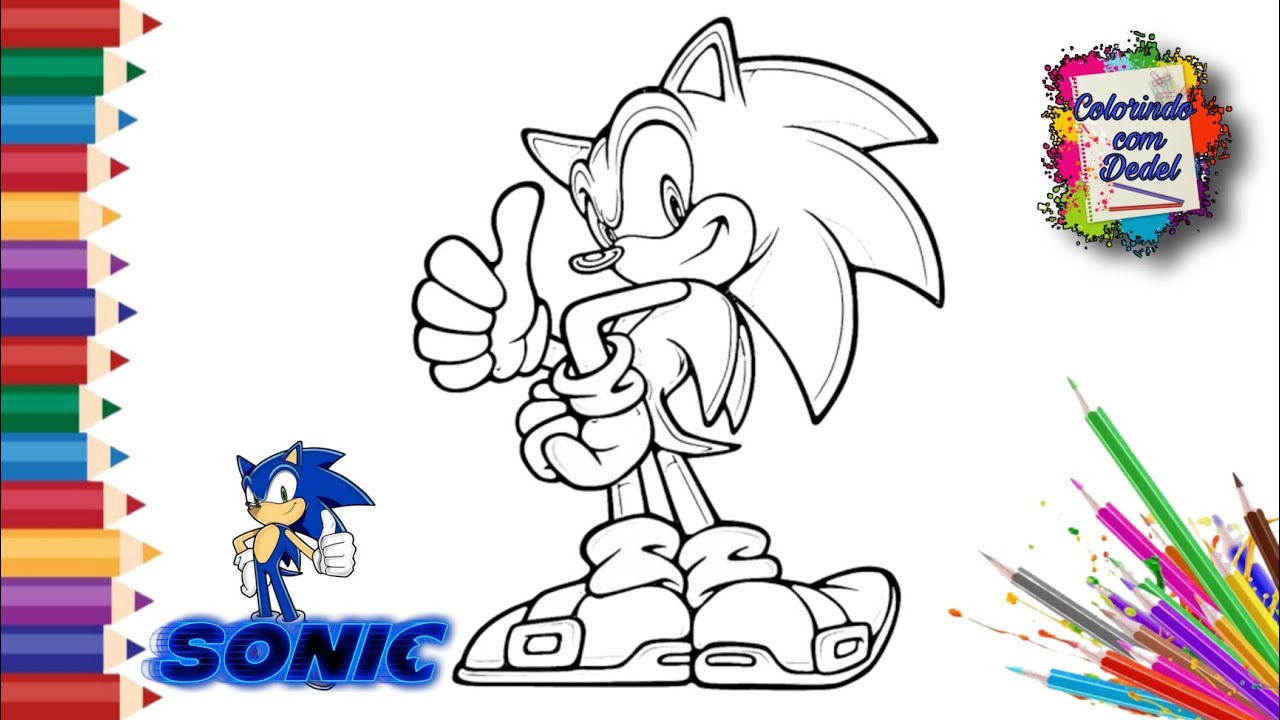 COLORINDO DESENHO DO SUPER SONIC  PINTAR DESENHOS วาดภาพระบายสี