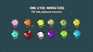 one eyed monster 2d game asset animation preview