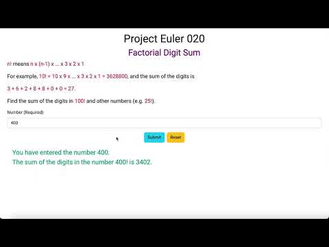 Project Euler 020 - Factorial Digit Sum