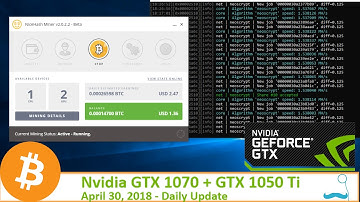 Nicehash Nvidia GTX 1070 + GTX 1050Ti, April 30, 2018 daily payout Update