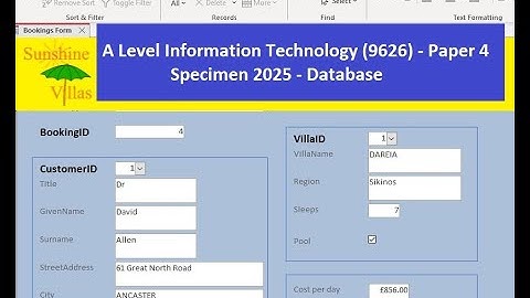 A Level IT 9626 Specimen 2025 Paper 4 - Database