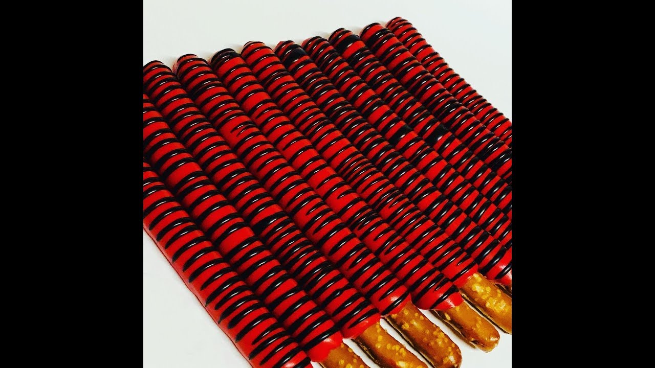 Chocolate Covered Pretzel tutorial (how to add lines to pretzels)