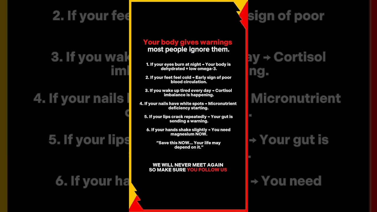 🚨 6 Warning Signs Your Body Gives Before a Serious Disease