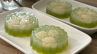 Green Tea And Longan Agar-agar Jelly Cake Without Coconut Milk