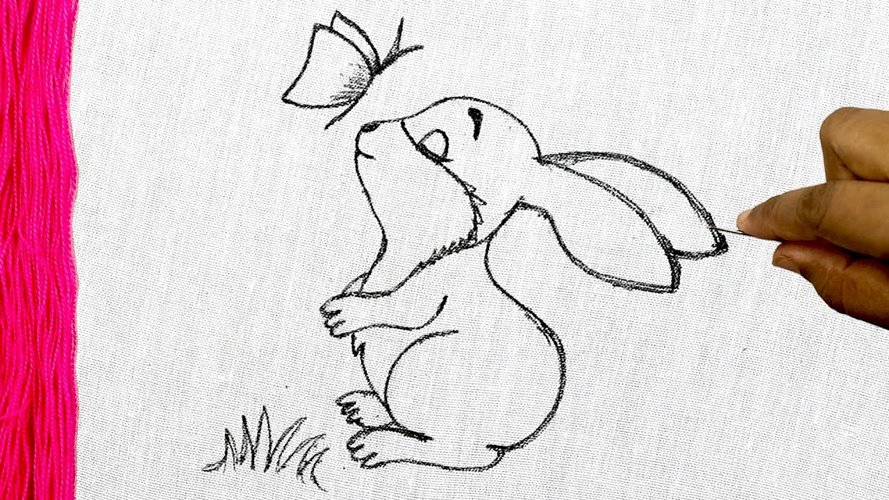 Guaranteed ! You Must Love this Very Cute Rabbit Embroidery Drawing and Design Pattern made by hand