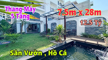 Biệt Thự Sân Vườn 7.5m x 28m có Thang Máy 5 Tầng rộng Thênh Thang đường 12m vỉa hè cây xanh rợp mát 