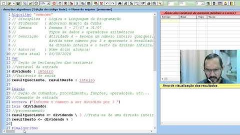 Algoritmo 4 Apresenta o quociente e o resto de uma divisão inteira