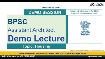 Topic: Housing  |  Demo Lecture | BPSC Assistant Architect Exam 2024 | Exam Assure Classes
