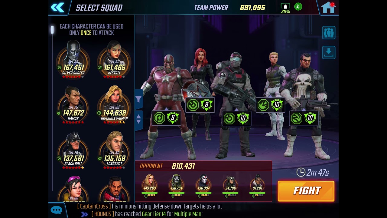 War - 691k Skillitary v. 610k Doomrauders w/ Shuri