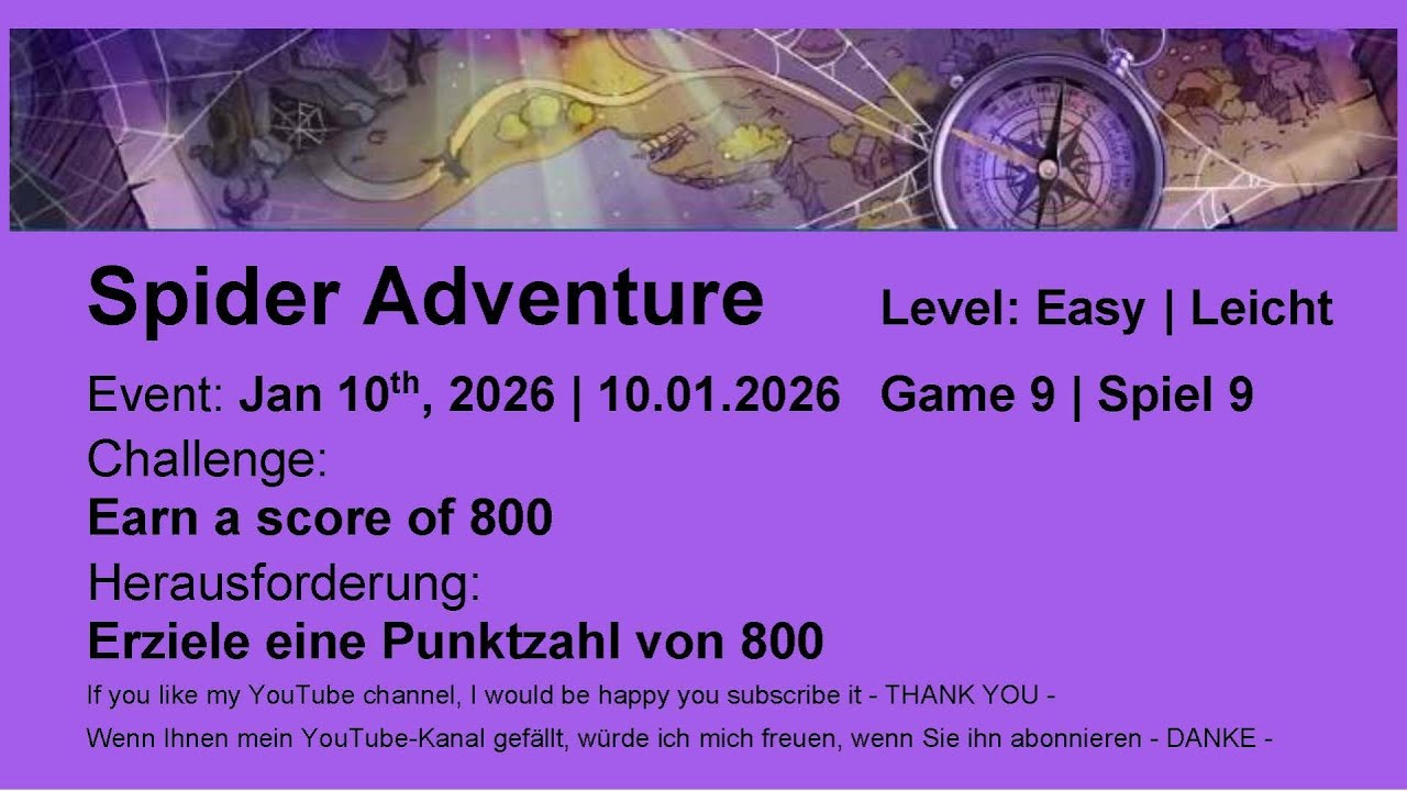 Spider Adventure - Easy #9 | Jan 10th, 2020