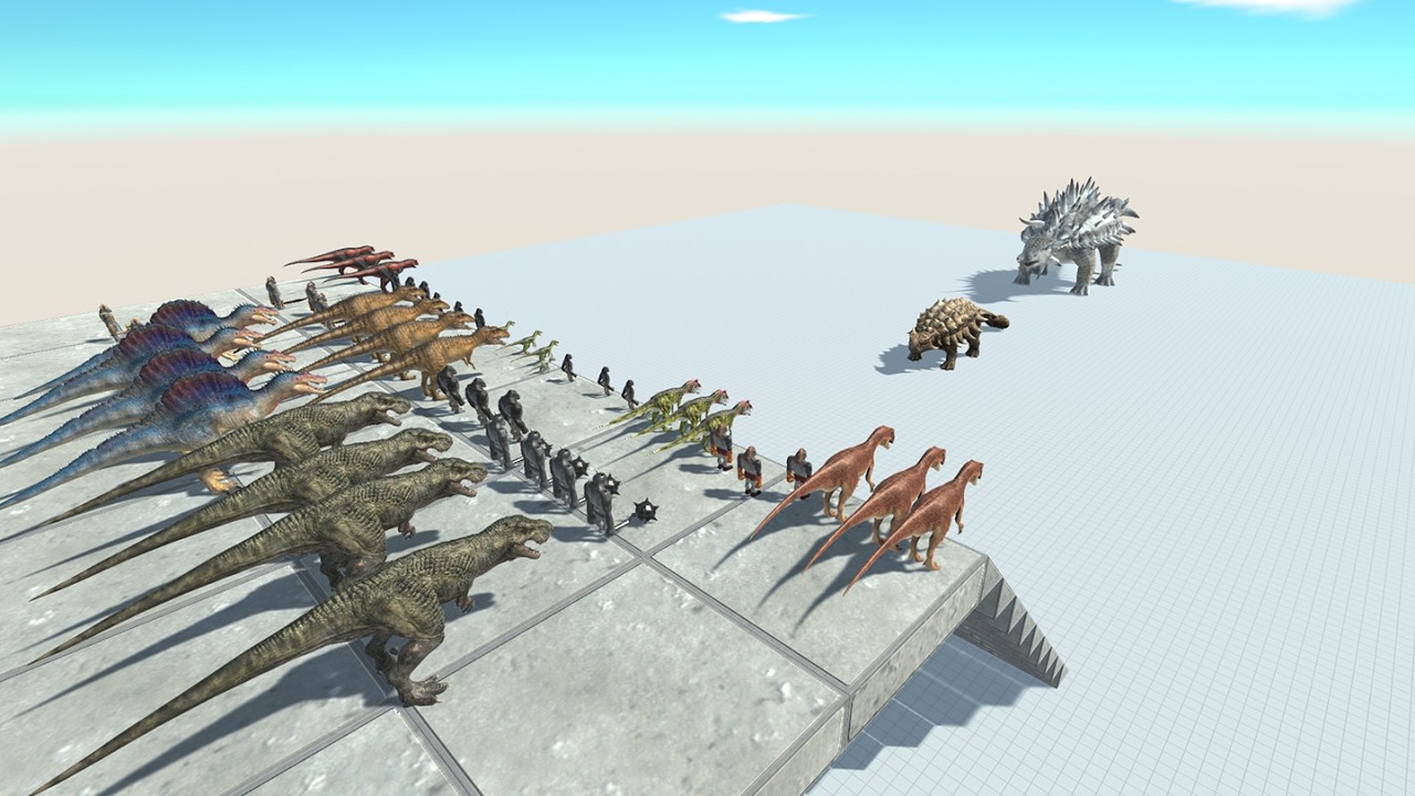 Could carnivorous dinosaurs or mutant primates defeat the evolved Ankylosaurus in ARBS