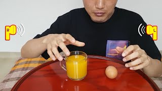 ASMR Eggs clog my throat, so I have to eat them with mango juice