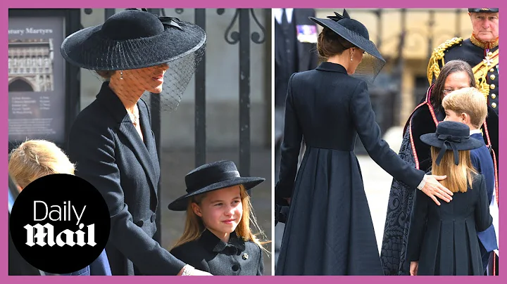 Cute moment Kate Middleton strokes hair of nervous...