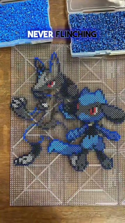 Pokémon pixel perler bead making, ✨ shiny ✨ Lucario!! I love how this