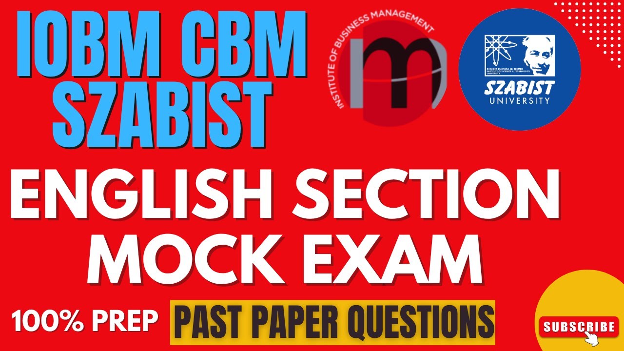 IOBM CBM SZABIST Entrance Test 2025 | English Section Preparation | Past Paper Questions & Practice