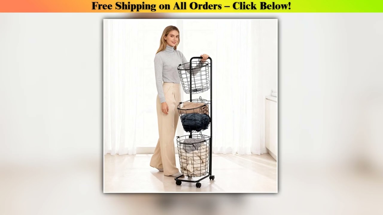 Laundry Hamper with Wheels 3 Tier Heavy Duty Laundry Sorter Cart Portable Dirty Clothes Sorter