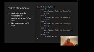 JavaScript: Conditionals Inside of Functions; Switch Statement