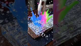 “Glass Keyboard Smash Reveals Colorful Liquid 💻💥”