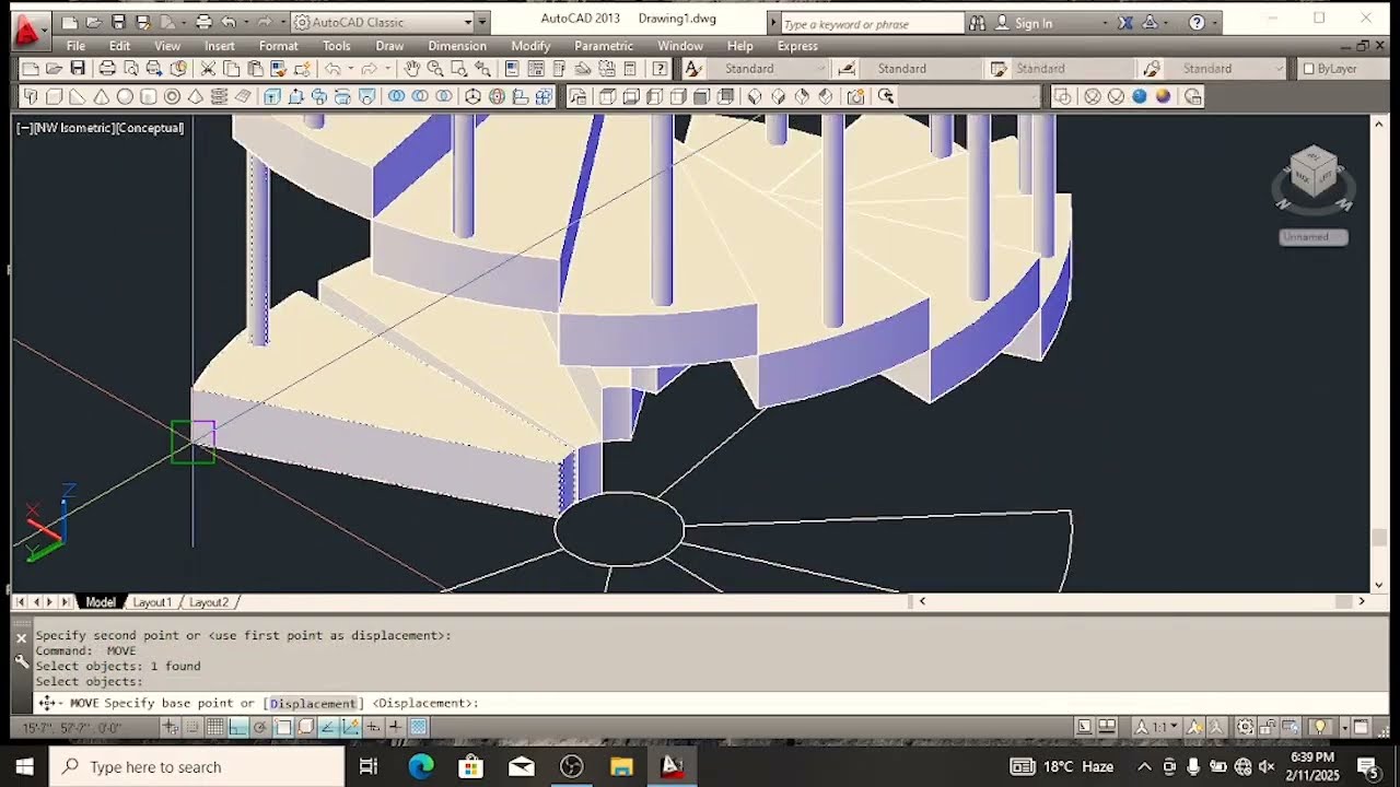 How to draw circular  Stair with very Easy method in Auto cad..