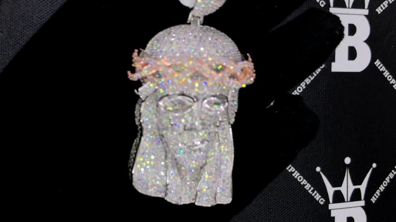 Full Pave Iced Out Jesus Face VVS CZ Hip Hop Bling Pendant Bust Down
