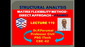 Lecture 119 : Matrix Flexibility Method - Direct Approach - Frames : Dr.P.Perumal, PSG iTech, CBE 62