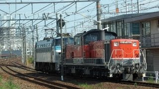 単571レ　DD51-1802+EF66-106重単貨物　枇杷島駅通過