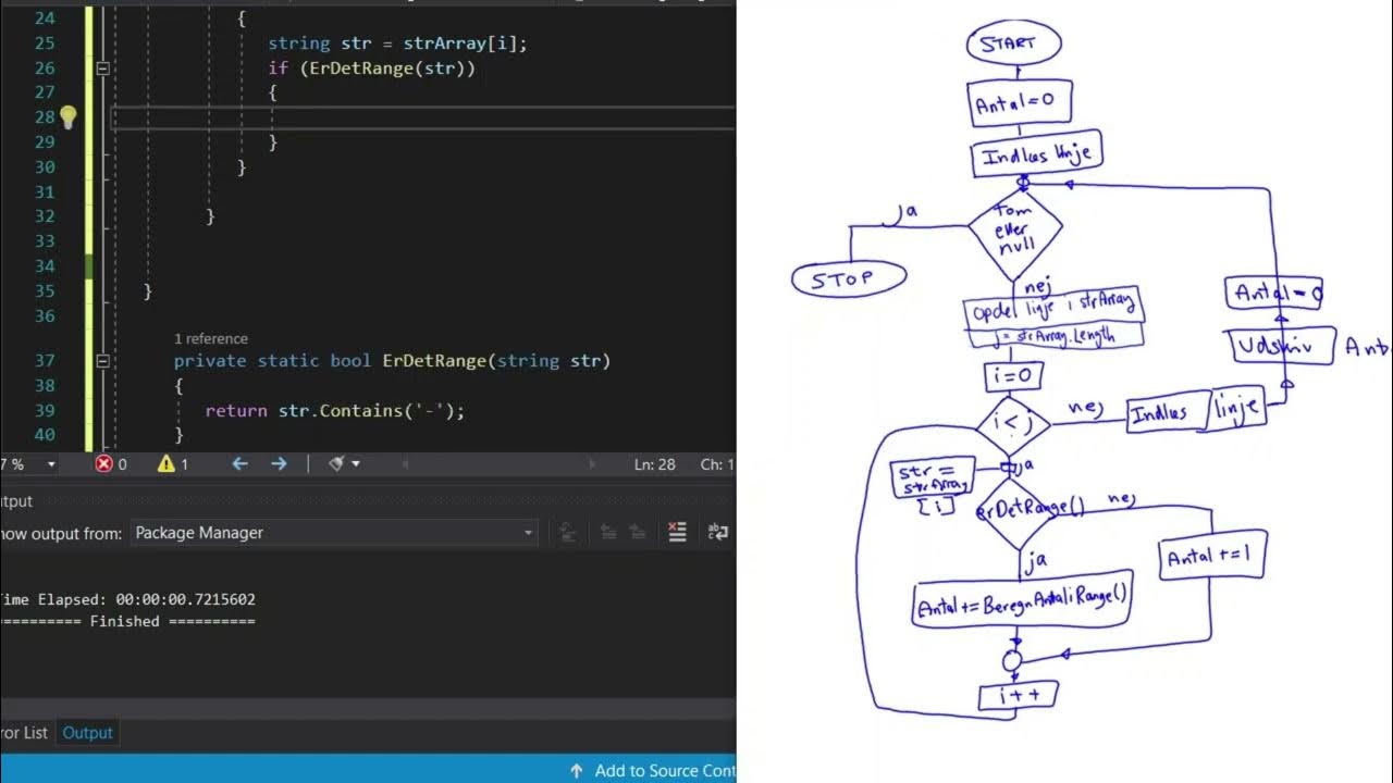 Skriv program ud fra rutediagram - YouTube