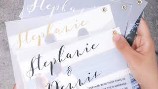 Luxury custom photo wedding invitation with rose gold/gold/silver foil vellum paper layered SWVL002